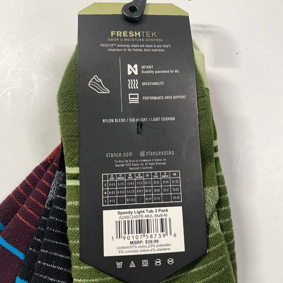 NWT Stance Freshtek Performance Cushion Sock -Tab Height - Medium - 3 Pack - Picture 4 of 4